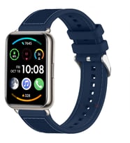 Sneezy Huawei Watch Fit 2 İle Uyumlu Dikiş Desenli Dokuma Silikon Kordon (Lacivert)