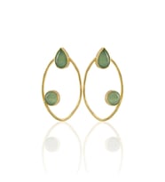 Kadir Jewellery 22 Ayar Altın Kaplama Geometrik Küpe -El İşçiliği Ve Hipoalerjenik Küpe (Açık Yeşil)