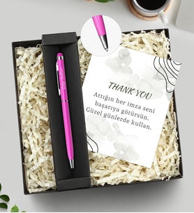 Hediye Kutusunda Kişiye Özel Touch Pen (Pembe)