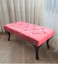 Kapitoneli Ayak Ucu Kapı Önü Antre Bench Puf Siyah Ayak (110*45) (Pembe)