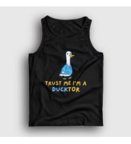 Presmono Unisex Beyaz Trust Me Ducktor Ördek Hediye Doktor Atlet 504613tt (Siyah)
