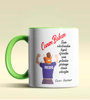 Kişiye Özel Canım Babam Mesajlı Tasarımlı Siyah Kupa Bardak (Yeşil)