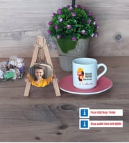 Mühendisler Günü Hediyesi Türk Kahvesi Fincanı Ahşap Altlıklı ve Fotoğraflı Ahşap Anahtarlık Hediye (Model 6)