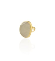Kadir Jewellery 22 Ayar Altın Kaplama Kadın Fosil Taşlı Yüzük (Beyaz)