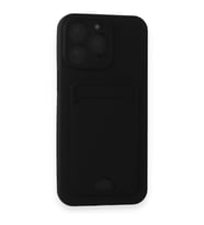 IPHONE 15 PRO UYUMLU KELVİN KARTVİZİTLİ SİLİKON KILIF (Siyah)