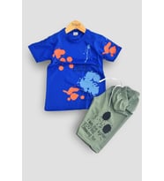 Erkek Çocuk Tişört & Kapri Takımı - Ekonomik Yazlık Takım (Saks)