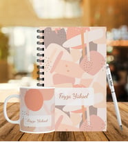 Kendin Tasarla Ahşap Spiral Defter Kalem Kupa Set (Model 10)