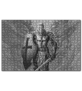 Cakapuzzle Tam Zırhlı Silahlı Haçlı Şövalye Karakalem Puzzle Yapboz MDF (Ahşap) (500 Parça)