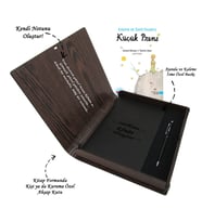 Kişiye Özel Kitap Ajanda Kalem Seti (Kitap Formunda Ahşap Kutulu) (Gri)