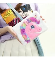 Çılgıntrend Unicorn Tasarımlı Peluş Çizgili Defter (Beyaz)