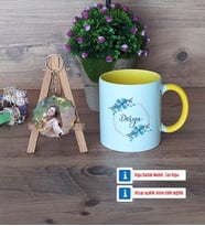İsme Özel Doğum Günü Hediyesi Kupa Bardak Beyaz ve Fotoğraflı Ahşap Anahtarlık Hediye (Model 7)
