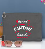 BK Gİft Kişiye Özel Kendin Tasarla Astarlı Portföy Çanta 30x21cm (12 Renk Seçeneğı), Baskılı El Çantası, Organizer Çanta (Antrasit)