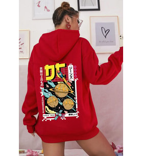 Unisex Tokoyaki Baskılı Sweatshirt (A.Kırmızı)