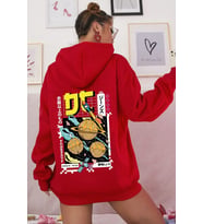 Unisex Tokoyaki Baskılı Sweatshirt (A.Kırmızı)