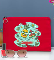 BK Gİft Yaz Temalı-1 Astarlı Portföy Çanta 30x21cm(12 Renk Seçeneği), Baskılı El Çantası, Organizer Çanta (Kırmızı)