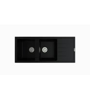 POLEX Cristalüx Granit Evye P-X116 2 Hazneli Tezgah Altı Ve Tezgah Üstü Mutfak Evyesi 116,5x50,8cm (Siyah)