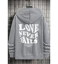 Unisex Love Never Fails Sırt Baskılı Sweatshirt (Gri)
