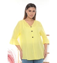 %100 Cotton Büyük Beden Bluz (Sarı)