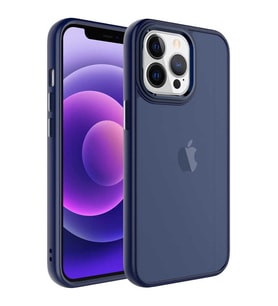 Uyumlu Model Apple iPhone 13 Pro Max Kılıf Buzlu Sert PC Trasnparan Kapak (Lacivert)