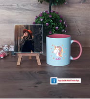 Unicorn Fotoğraflı Dekoratif Taş, Kupa Bardak Beyaz Hediye (Model 6)