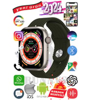 Oppo A74 Uyumlu Akıllı Saat Watch 9 Max+2024 45mm Kordon Hediyeli Amoled Ekran (Yeşil)
