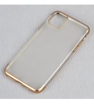 iPhone 11 Pro Max Kılıf Mat Dört Köşeli Lazer Silikon Kılıf (Gold)