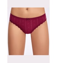 Jakarlı ( Transferli Ribana ) Kadın Bikini Külot   5 Adet (Vişne)