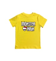 MONSTER HIGH baskılı pamuklu penye kumaş yazlık çocuk tişört (Sarı)