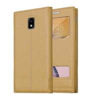 Samsung Galaxy J3 Pro Uyumlu Pencereli Kapaklı Magnum Kılıf (Gold)