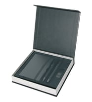 Termo Deri Defter, 16 GB USB Bellek ve Kalem Hediyelik Set (Siyah)