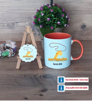 Antrenör Kupa Bardak Kırmızı ve Ahşap Anahtarlık Hediye (Model 12)