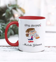 Kimya Öğretmeni Tasarımlı Kişiye Özel Kupa Bardak (Kırmızı)