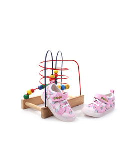 Şirin Bebe 3815 Ortopedik Taban Kız Çocuk Yazlık Keten Ayakkabı (Pembe)
