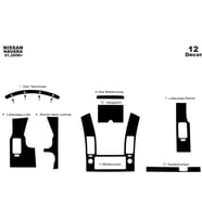 Meriç® Nissan Navara Ön Torpido Kaplama Maun 12 Parça 2006-2010 (Piano Black)