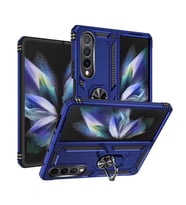 Galaxy Z Fold 4 Kılıf Zore Vega Yüzüklü Standlı Zırh Kılıf (Mavi)
