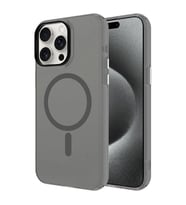 iPhone 15 Pro Max Kılıf Magsafe Şarj Özellikli Buzlu Transparan C-Pro Sert Kılıf (Koyu Gri)
