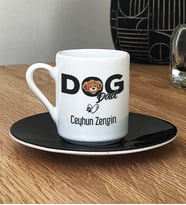 Kişiye Özel Dog Dad Türk Kahvesi Fincanı Köpek Babası (Siyah)