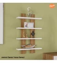 Modilayn 4 Raflı Duvar Unitesi Ofis 4 lu Kitaplık Salon Duvar Rafı (Meşe)