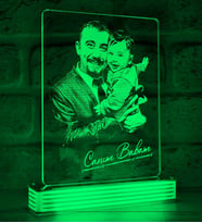 Kişiye Özel Babaya Hediye Resimli LED Lamba (Yeşil)