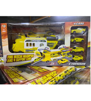 Kurtarıcı Helikopter Set ve 4 Ufak Araba - Mavi Su Dünyası (Çok Renkli)