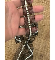 ZİRKON TAŞLI FİLE TASARIM ŞERİT DİKİŞ APLİKE 95X3 CM (Siyah)
