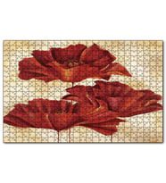 Cakapuzzle Sarı Zeminde Üç Kırmızı Gelincik Puzzle Yapboz MDF (Ahşap) (1000 Parça)