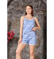Nisanca Yazlık Şortlu Askılı Kadın Pijama Takımı (Mavi)
