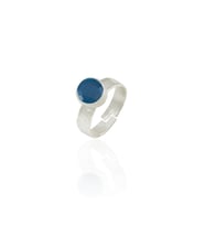 Kadir Jewellery 925 Ayar Gümüş Kaplama Zirkon Taşlı Ayarlanabilir Kadın Minimal Yüzük (Koyu Mavi)