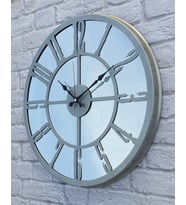 Markakanvas Metal  AYNALI Duvar Saati  ( Çap 50 cm -Çap 80 cm ) (Gri)