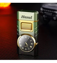 Kişiye Özel İsim Baskılı Metal Rüzgar Geçirmez Saatli Gazlı Tasarım Çakmak (Yeşil)