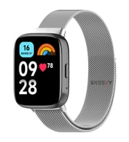 Sneezy Redmi Watch 3 Active İle Uyumlu Metal Hasır Kordon Woven Wire Metal Tasarım Kordon (Gümüş)