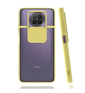 Ceponya Xiaomi Redmi 9C Kılıf Kamera Korumalı Mat Yüzey Silikon (Sarı)