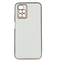 Xiaomi Redmi 10 2022 Kılıf Kamera Korumalı Altın Kenar Tasarım Silikon (Beyaz)