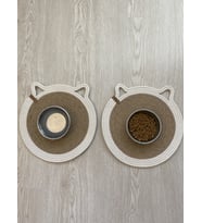 Kedi Evcil Hayvan Mama Paspası / Pamuk Ip Hasır Kedi Mama Altlığı (Ham)